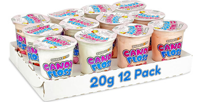 Sweetzone Zuckerwatte Halal Süßigkeiten Dose 20g x 12er Pack, Süßigkeiten Großpackung, Retro Süßigkeiten