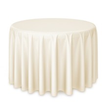 20 Pack 120" Round Polyester Fabric Tablecloths for Wedding Banquets - Ivory