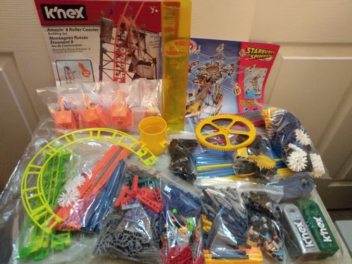 K'NEX Roller Coaster & Starburst Spinner Thrill Rides 990 Knex Pieces & 3 Motors - Picture 1 of 13