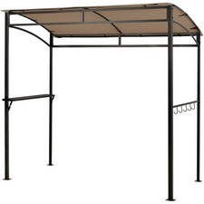 216x134x211cm Grill Canopy Steel Frame Outdoor BBQ Shelter with Hooks Brown
