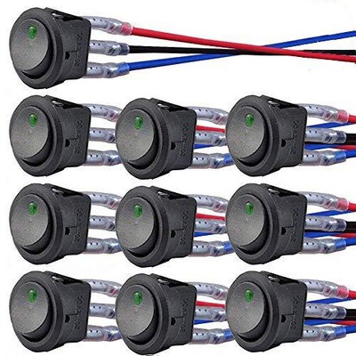 Wipp Kippschalter, EIN/AUS SPST Schalter mit vorgelöteten 16AWG Leitungen, 12V 10A 2