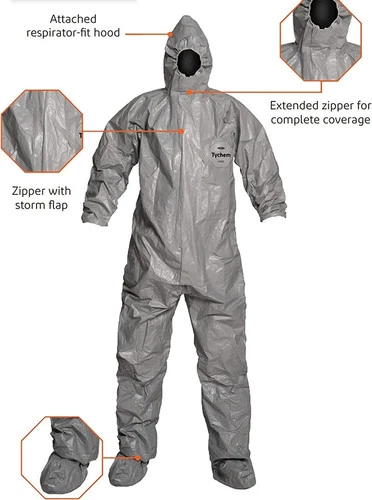 Dupont Tychem 6000 Single Coverall Med, LG, XL,2XL,3XL,4XL, 5XL TF169TGYXX000600 image 9