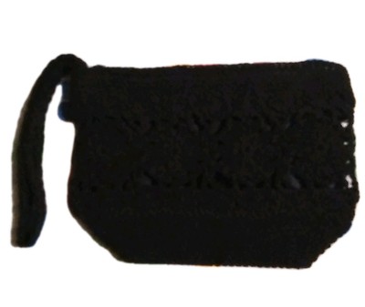 Kathie Lee Collection Crocheted Wristlet Purse Black Cottagecore Bohemian Hippie