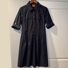 Vintage Tory Burch Women's Navy Shirt Dress Size 12 Excellent