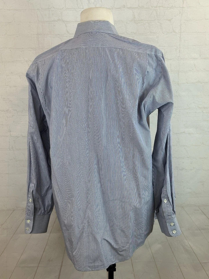 Camisa de vestir vintage Burberry EE. UU. para hombre azul blanco a rayas 100 % algodón 16,5 35 Foto 4 de 4