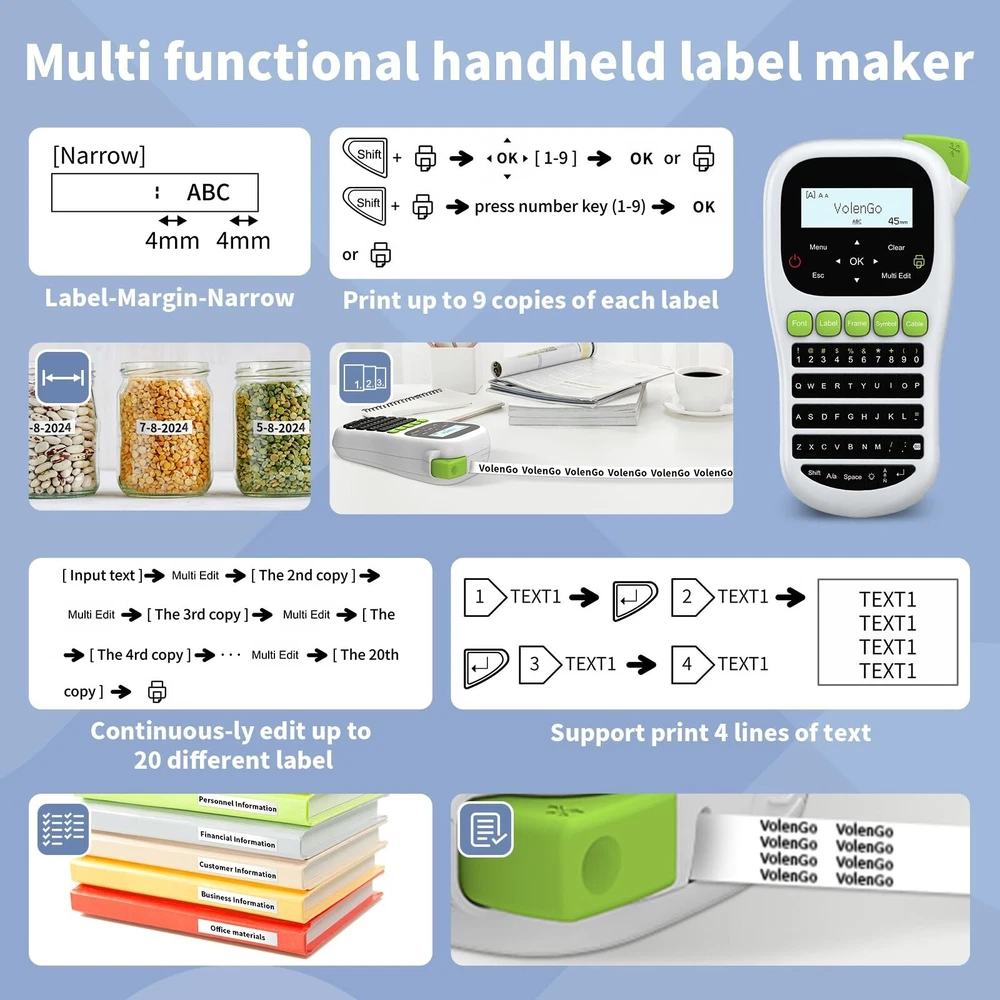 H1100 Handheld Label Maker with 12mm Laminated Tapes for Home Office Organization H1100 Handheld Label Maker with 12mm Laminated Tapes for Home Office Organization
