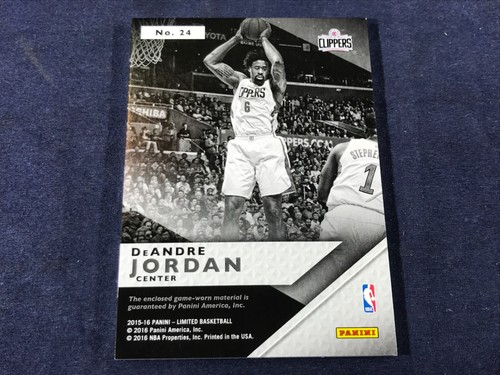N3-52 BASKETBALL CARD - DeANDRE JORDAN CLIPPERS - JERSEY SWATCH - 2016 PANINI - Picture 3 of 3