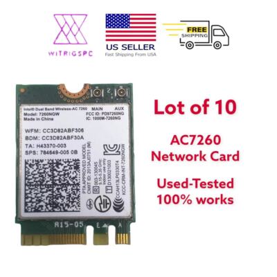 Lot 10 Intel Dual Band Wireless AC 7260 WiFi + Bluetooth 4.0 Combo card 7260NGW