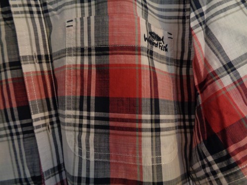 Men's Shirt WEIRD FISH red/white check shirt short sleeve with pocket XL - Picture 2 of 7
