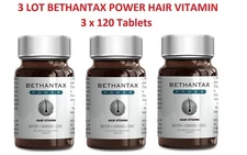 3 LOT Bethantax Power Hair Vitamin (3x120 Tablets) NEW