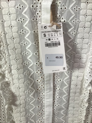 Blusa Top Zara Ojales Blanca Para Mujer Talla Pequeña Denim Colección Schliffi Rara - Imagen 2 de 9