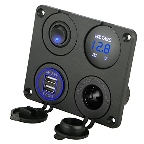 Linkstyle 4 in 1 Charger Socket Panel, 12V 4.2A Dual USB Charger Socket