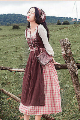 Japanese Sweet Kawaii Country Style Plaid Mori Girl Princess Expansion Dress