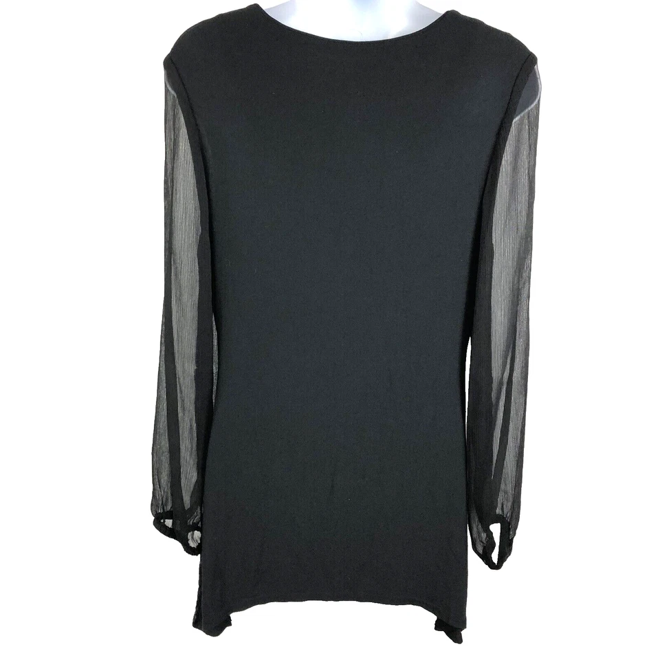Marks and Spencer Blouse Womens 6 Black Embellished Sequin Sheer Sleeve - Image 2 of 4