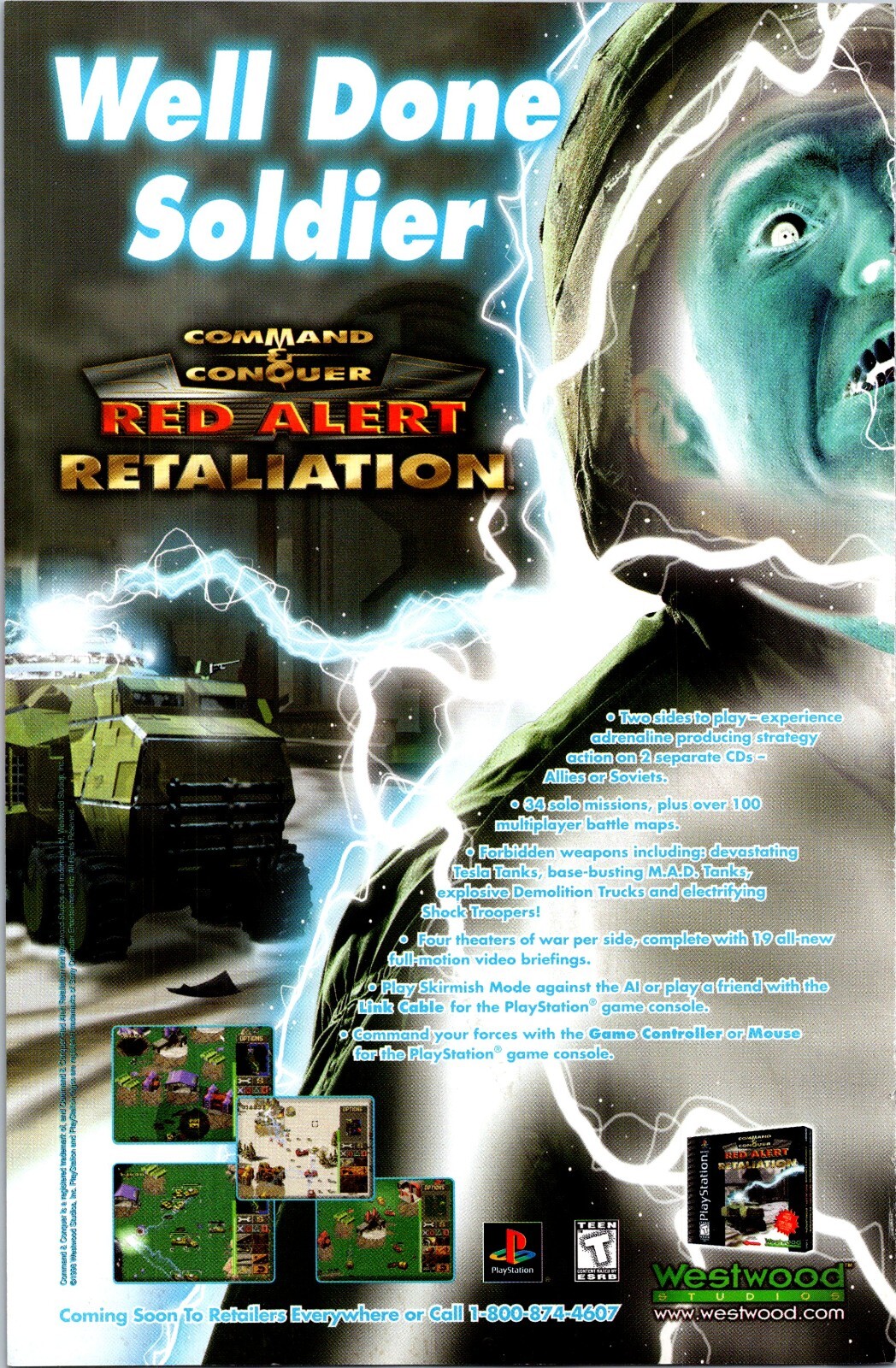 Playstation Red Alert Retaliation Video Game Command Conquer 1998 Print ...