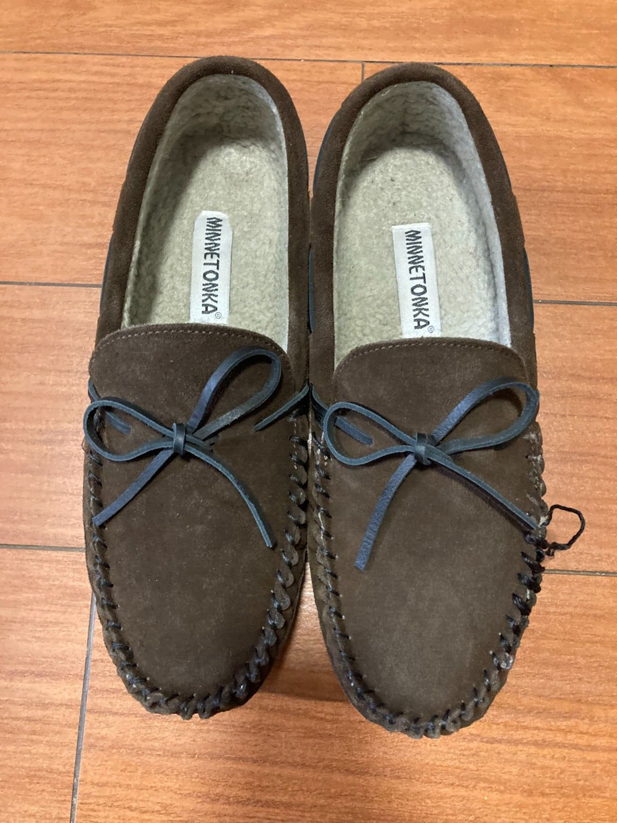 Minnetonka Men's Casey 4155 Chocolate Flat Slip-On Moccasin Slipper US Size  11