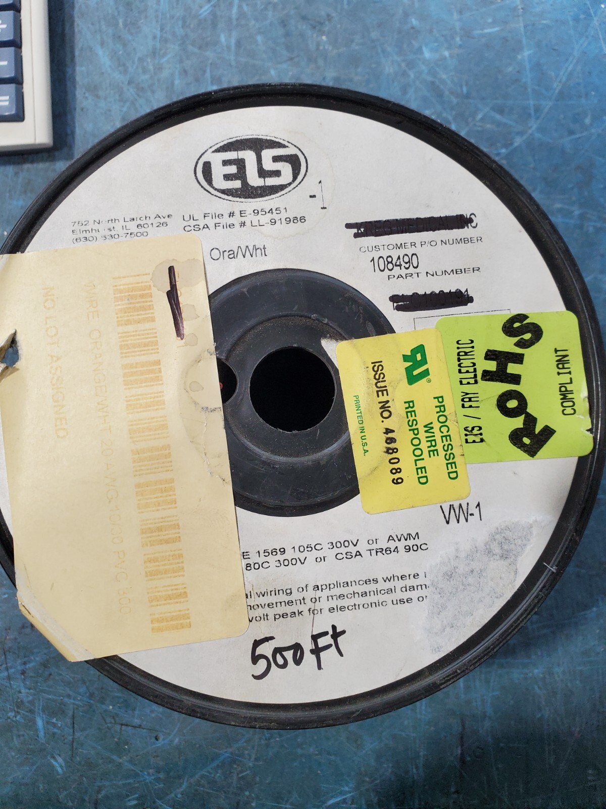 Striped Wire 20 AWG Gauge 450 FT Car Boat Marine Tinned Copper  Orange/White