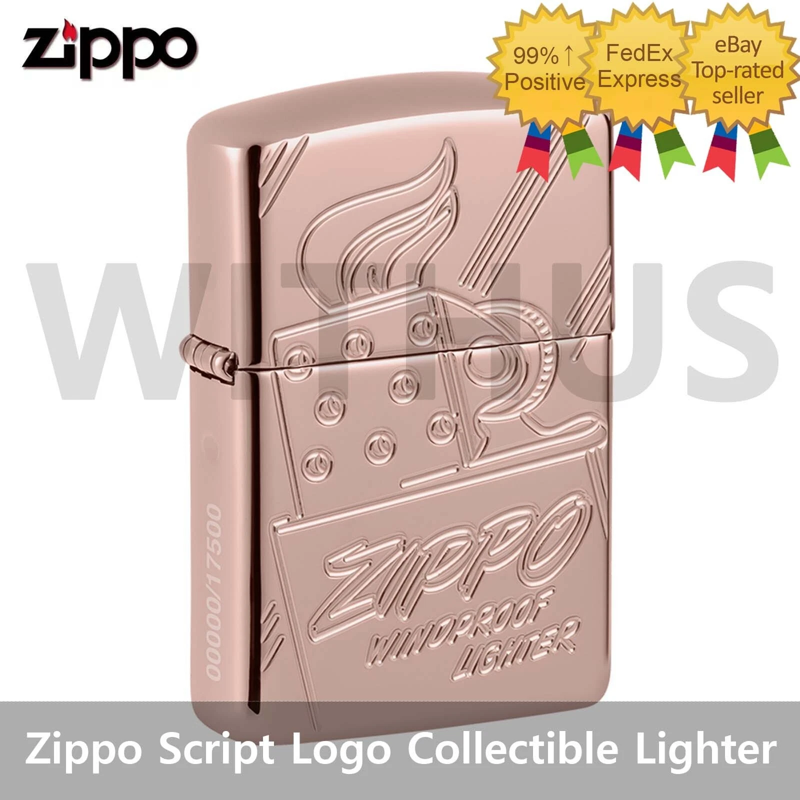 4c創世龍　スリーブ付き　ppp2枚抜き Zippo Script Logo Collectible Armor Rose Gold Lighter 48768 New In
