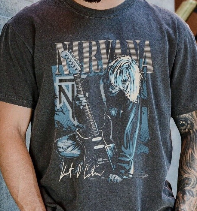 Nirvana Kurt Cobain T-Shirt 90s Rock Band Vintage Black