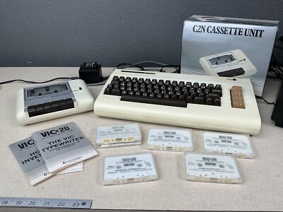 Vintage Commodore VIC-20 w/ C2N Cassette Unit Datasette Tape Drive Lot