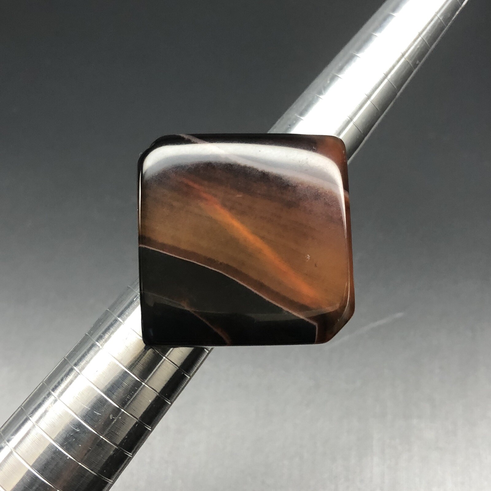 Red Agate Gemstone Statement Ring Size 6 Gold Ton… - image 3