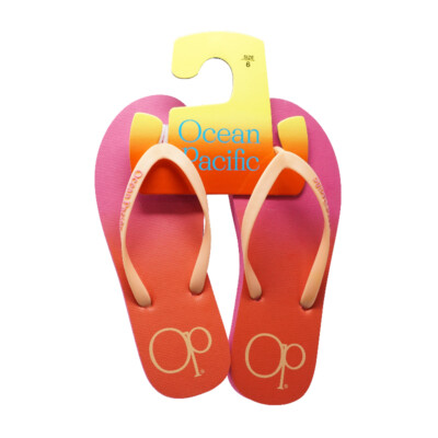 OP OCEAN PACIFIC WOMENS BEACH OCEAN HOT PINK TWO TONE FLIP FLOP