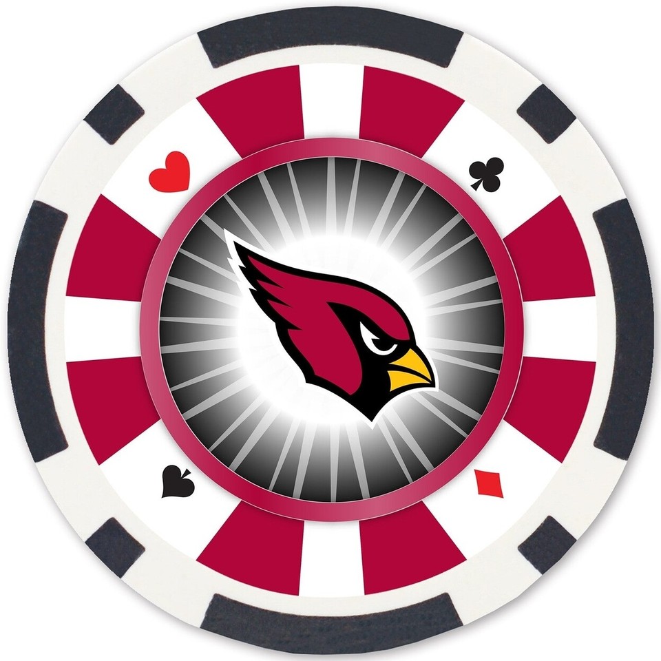 Arizona Cardinals 100 Piece Casino Style Poker Chips Nfl Team Game Set