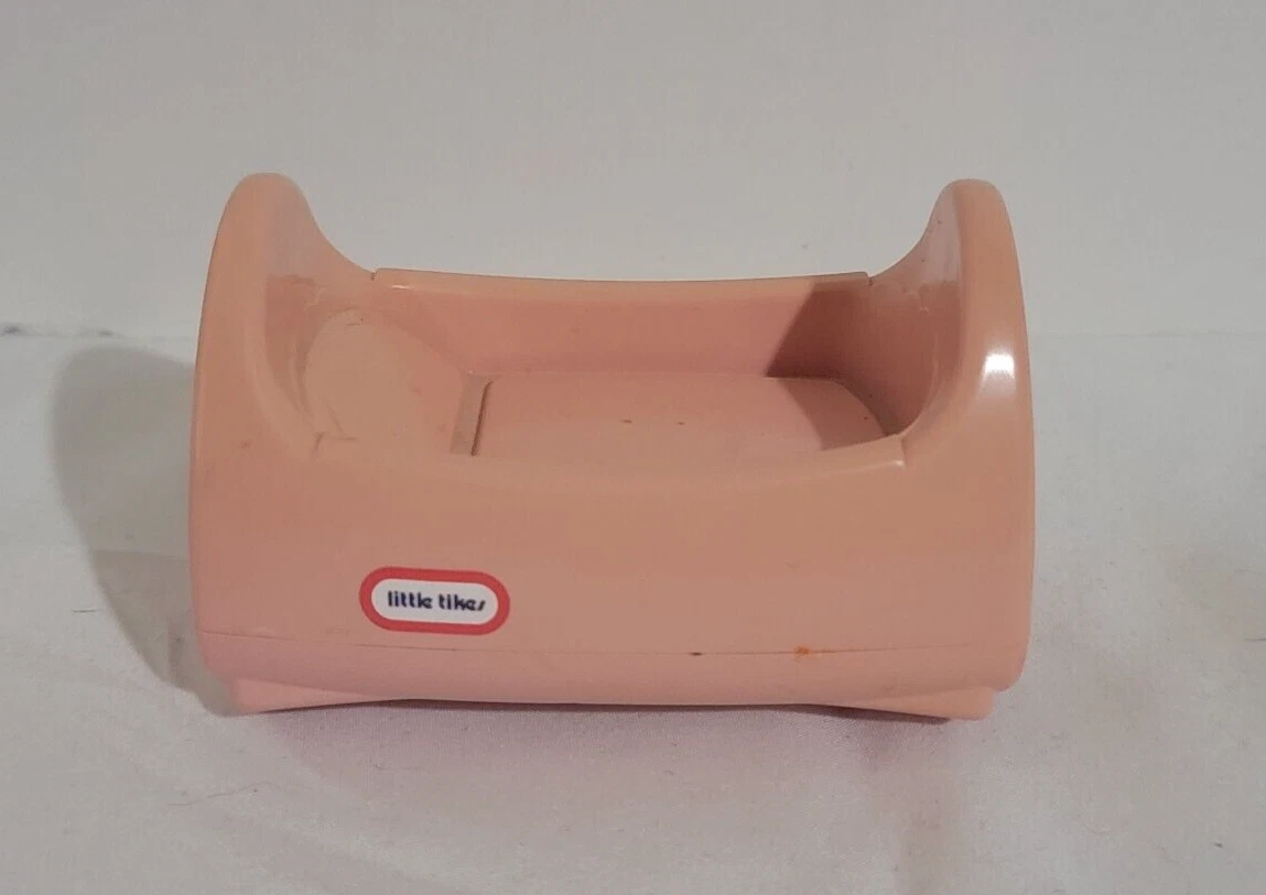 Vintage Little Tikes Dollhouse Baby Cradle Pink Bed For Doll