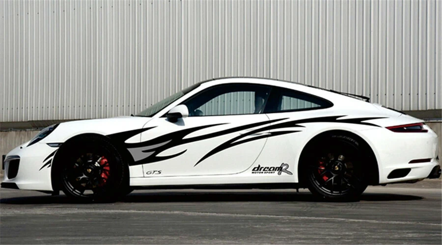 Par de calcomanías adhesivas de vinilo para puerta lateral de carrocería de coche calcomanías decorativas de carreras Foto 3 de 4