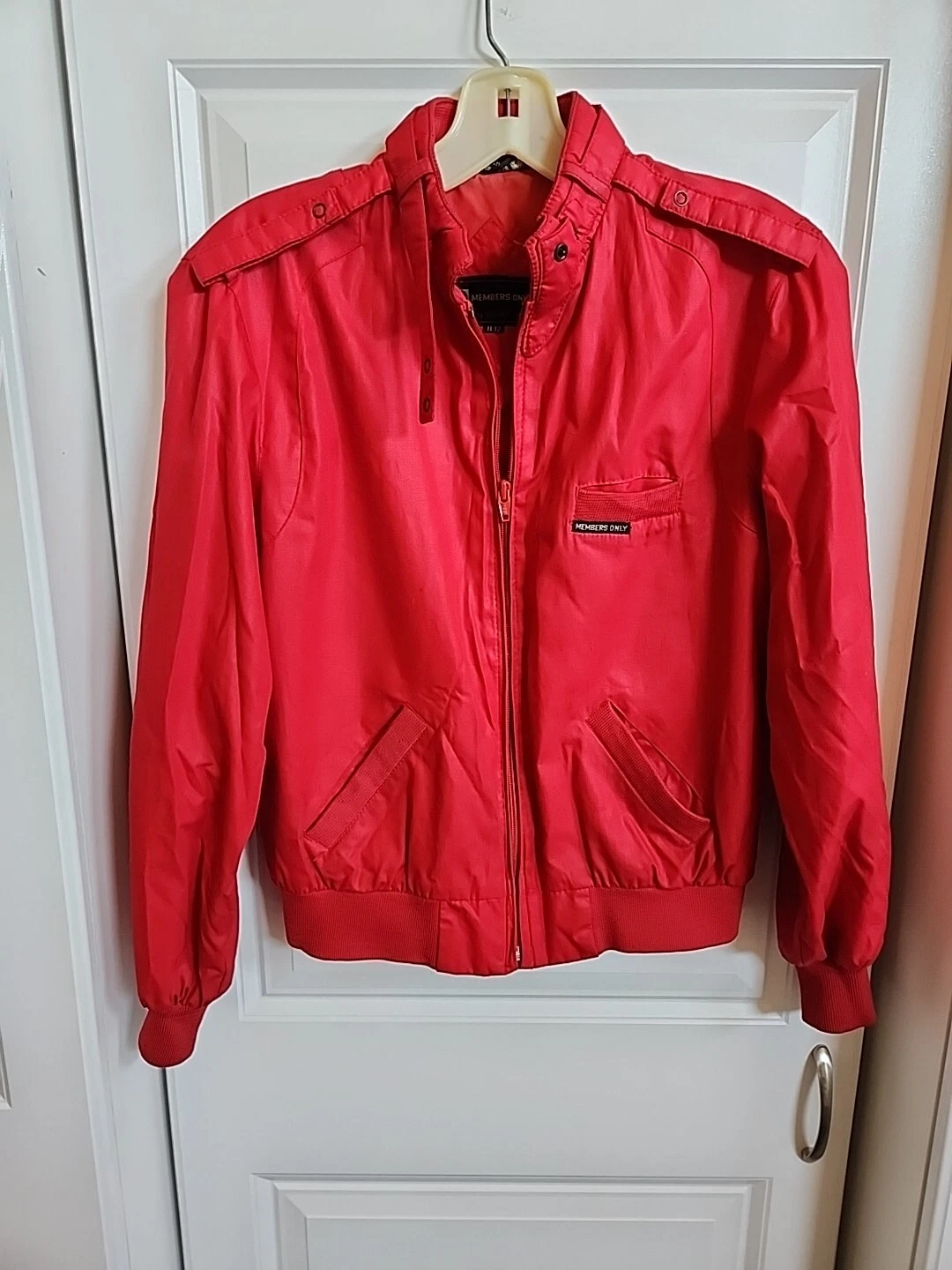 VTG Members Only Bomber Jacket 11/12 Red Full Zip Lined Polyester/Cotton Blend