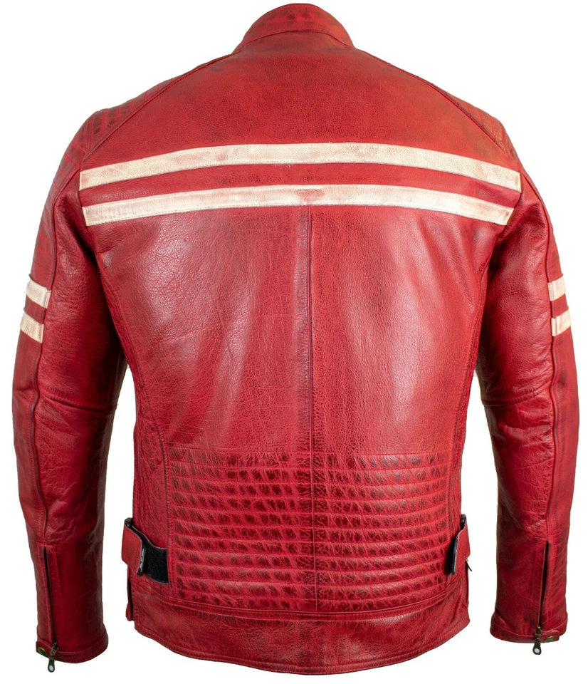 Herren Retro Motorrad Lederjacke mit Protektoren Biker Jacke Motorradjacke  - Bild 4 von 4