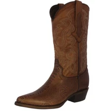 Mens Western Boots Brown Ostrich Leg Print Leather Cowboy Dress J Toe Botas