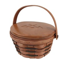 Wooden Basket Rustic Burlwood Hand Carved, Vintage MCM American Decor, Farmhouse