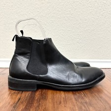 ZANZARA Chelsea Boots Men Sz 13 Black Leather Pull On Stretch Ankle Boots Preppy