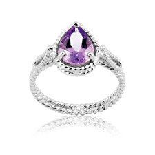 Sterling Silver Amethyst Twisted Wire Ring