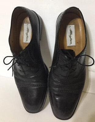 Mezlan Nicola Oxford Laced Shoes Black Leather Cap Toe Semi  display picture 3