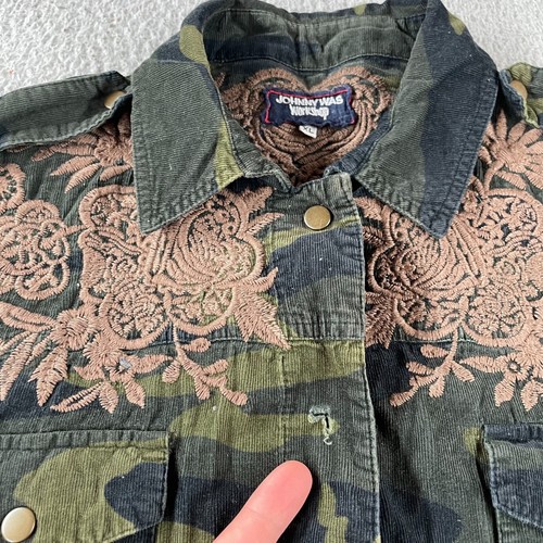 Johnny Was Miloqui Corduroy Camouflage Jacket Embroidered Snap Up Size XL "READ" - Picture 6 of 12