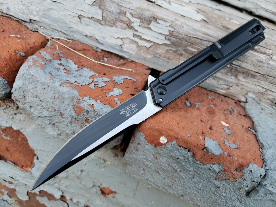 Spring Assisted Slim Pocket Knife Frame Lock Flipper Tip Up Carry Blade Black - Image 3 of 4