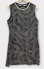NEW Tommy Hilfiger Dress Women's 14 Black White Sleeveless Textured $129