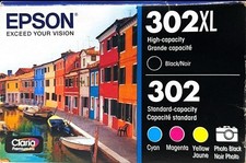 Epson 302XL 5pk Combo Ink Cartridges -Black Cyan Magenta Yellow EXP:2024