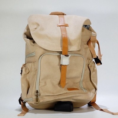 BAGSMART Beige Canvas Camera Backpack with Padded Accessory Compartments