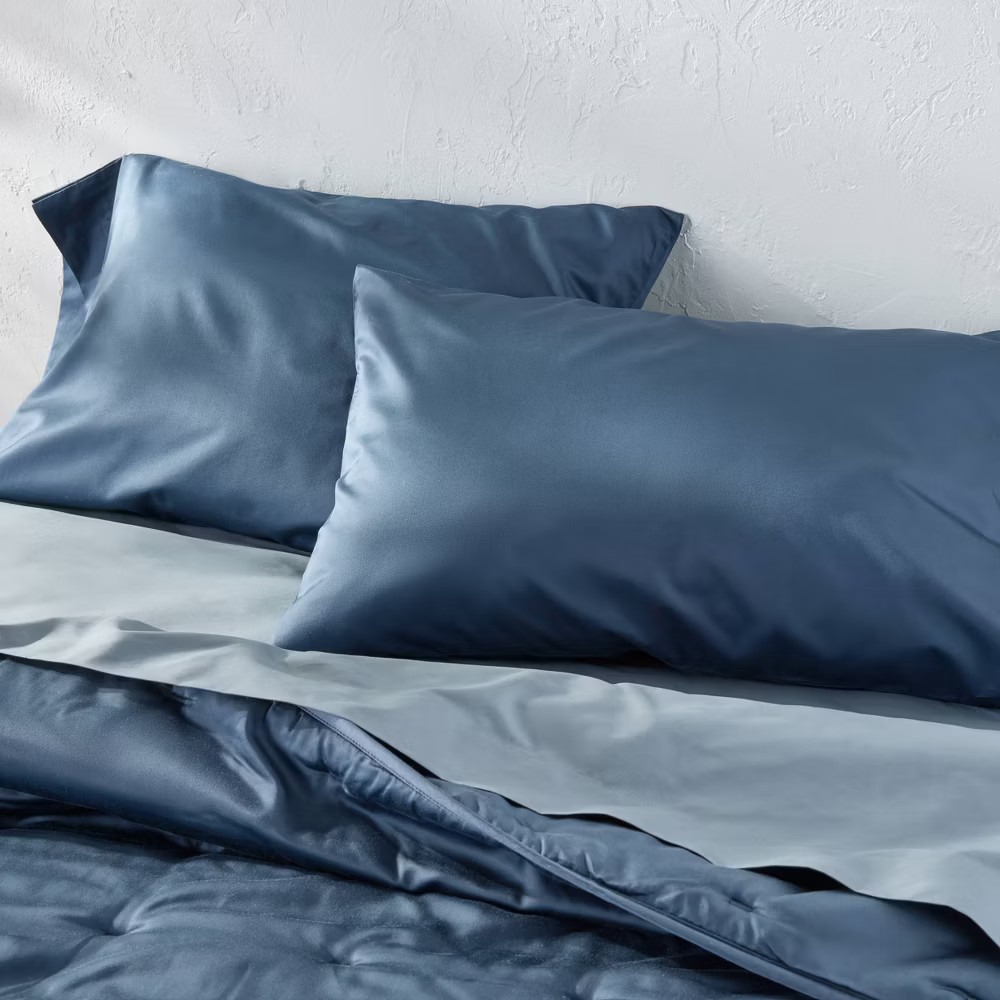 Standard 600 Thread Count Sateen Pillowcases Dark Mineral Blue - Casaluna 2690₽