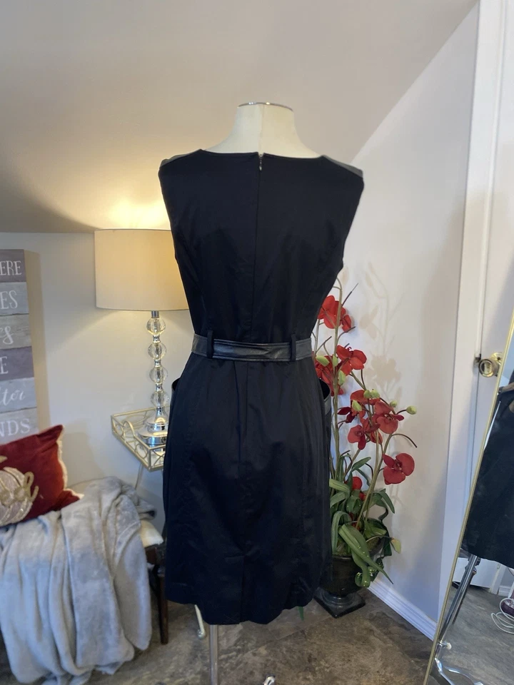 Vestido Vaina Mujer Talla 6 Negro con Acentos de Bambú y Cinturón Único/Formal  Foto 2 de 4