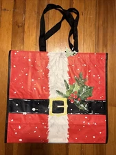 CHRISTMAS~Reusable Tote Bag ~ 20" X 18" X 8" ~ SANTA'S BELT