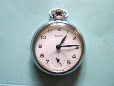 TIMEX  White Dialed Chromed Pocket Watch.  50mm.  Working.. VGC..