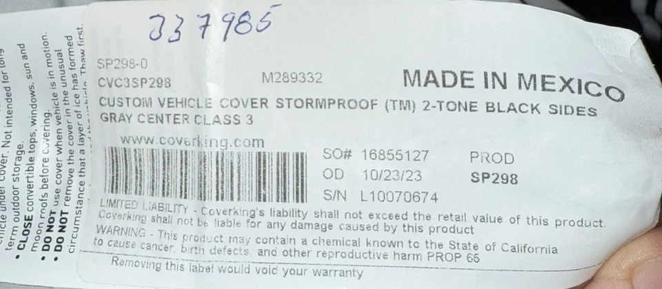 Car Cover For 2015-17 Ford Mustang Coverking Custom Fit Black Sides/GrayCenter - Image 4 of 4