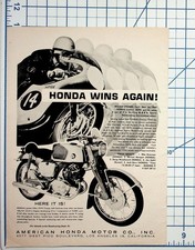 1960 Honda CB-92 Motorcycle Vintage Magazine Ad Race Win Los Angeles