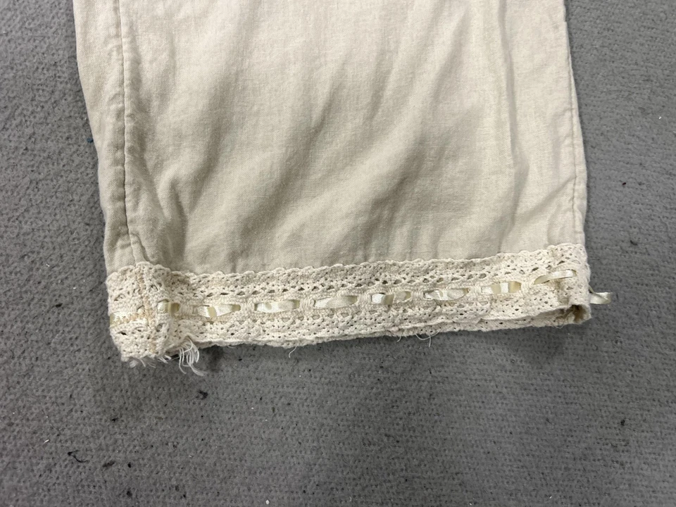 Celebrity Pink Pants Womens Medium Beige Smocked Waist Wide Leg Lace Trim Boho - Image 4 of 4