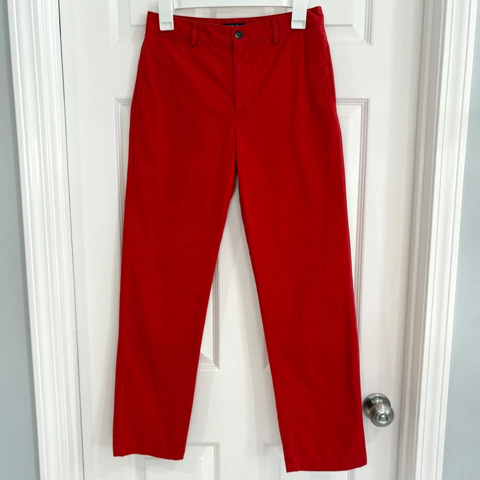Polo Ralph Lauren Rojo Chino Frente Plano Clásico Pantalones Niños Talla 16 Vacaciones Preppy Foto 4 de 4