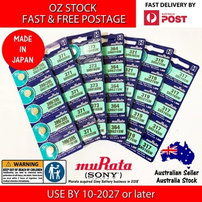 5x MURATA (exSONY) 317 319 321 364 371 377 Silver Oxide Watch Battery Japan Made - image 1 of 4